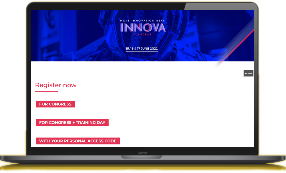 Innova Flanders registratiesite screenshot